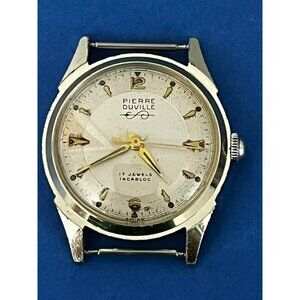 Vintage 1960s Pierre Duville Incabloc 17 Jewel Manual Wind Watch Serviced Rare!